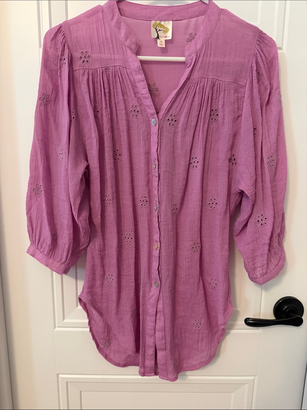 Anthropologie  Fig and Flower Boho Gauzy Pink Top